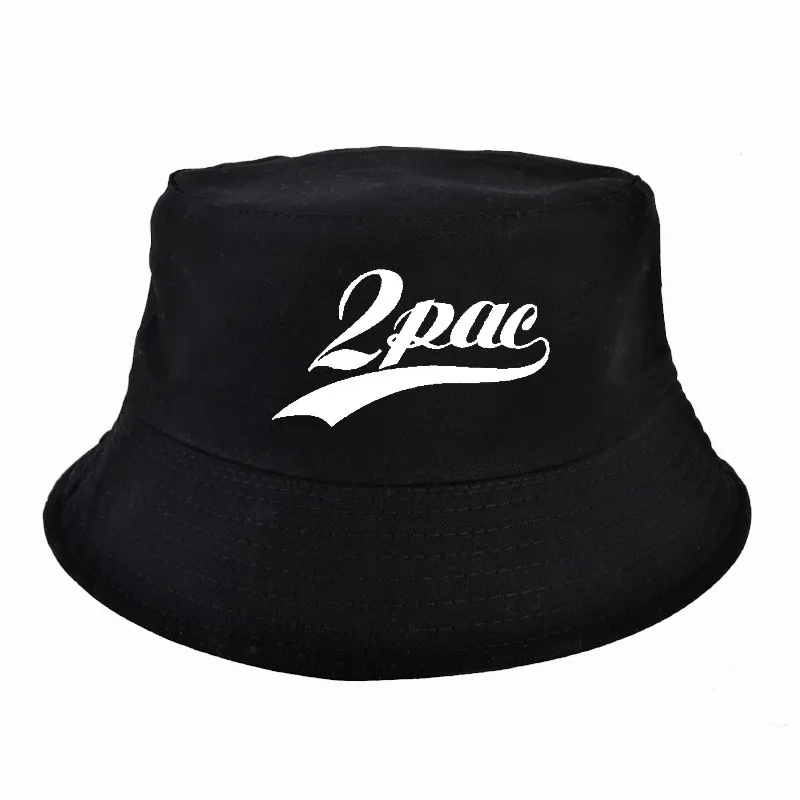 Рэп певец 2pac ведро шляпы Мода Snapback рыбак шляпа harajuku рыбалка шапки Панама Кепка - Цвет: Черный