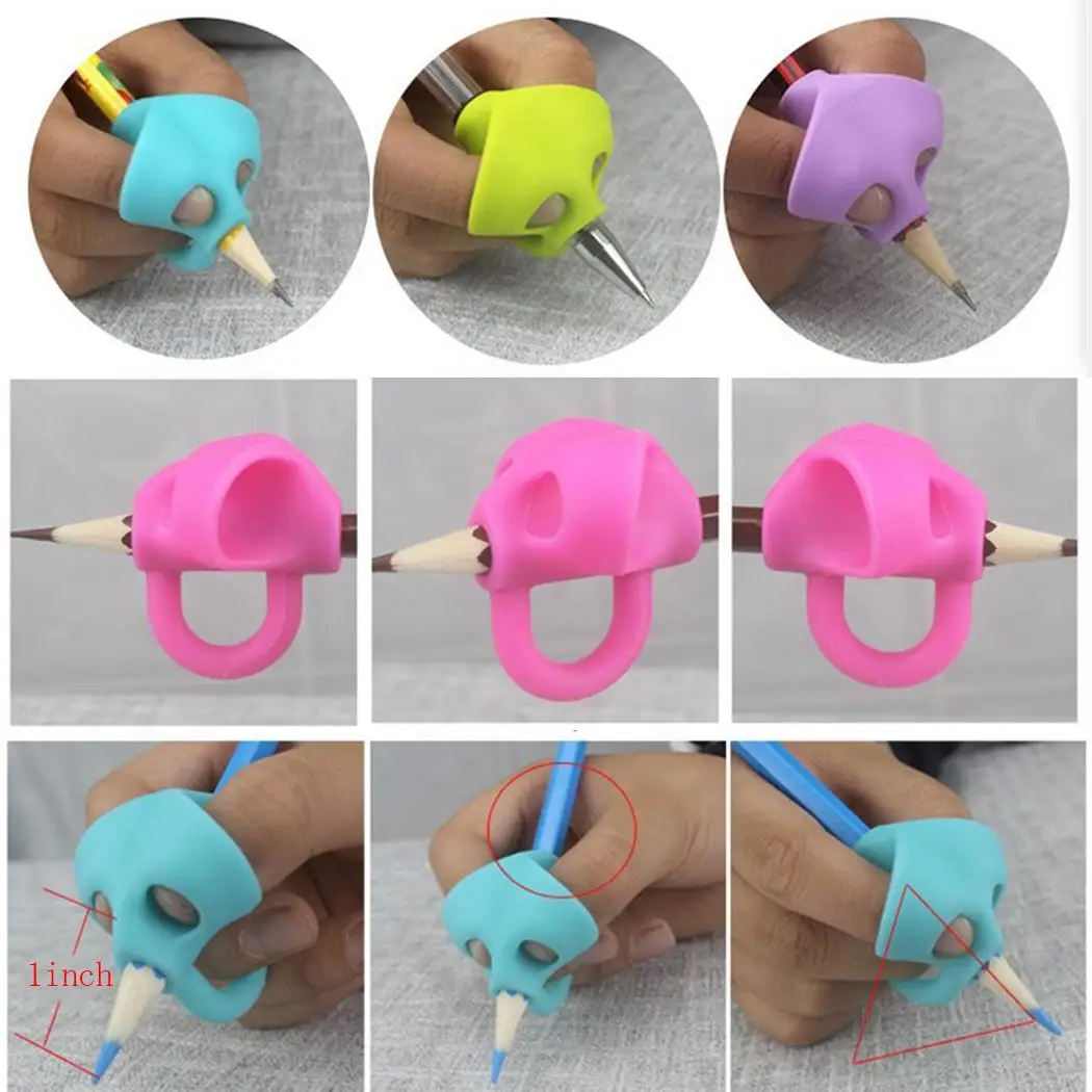 

Children Pencil Holder Pen Writing Aid Box of (3Pcs) Random Grip Posture Correction Tool