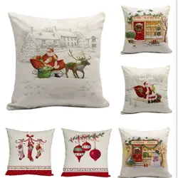Merry Рождество Лен Санта подушки детские Чехлы для подушек Чехлы диванов украшения дома almofadas para диван пледы Чехлы мангала