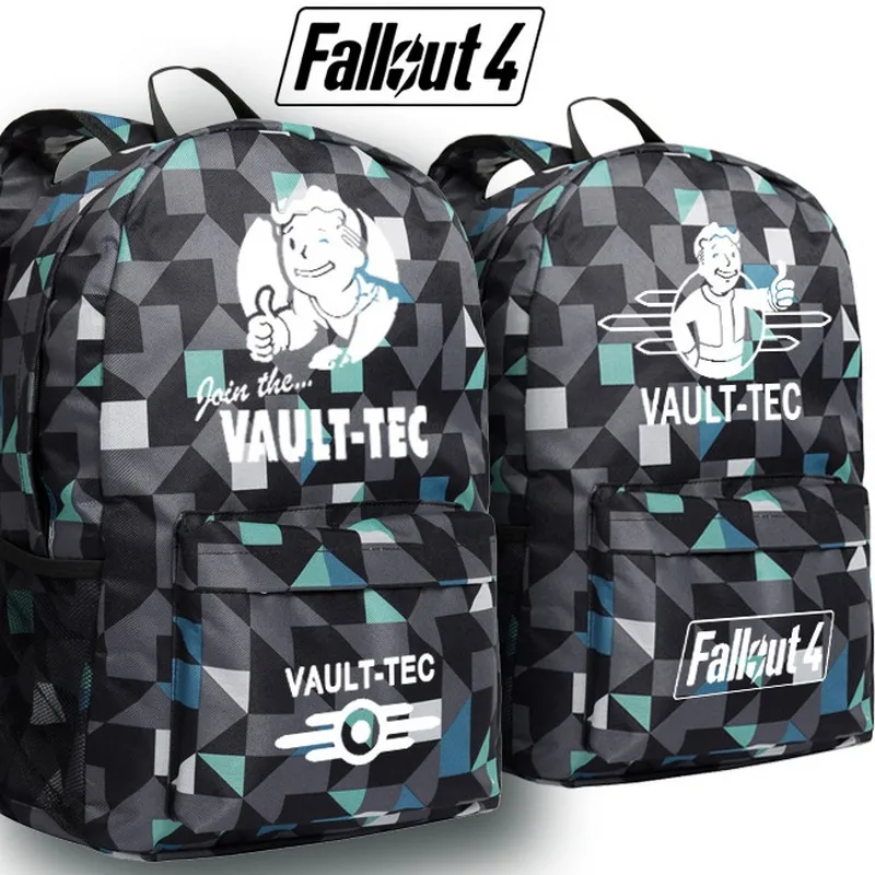 

MeanCat Fallout 4 Backpack Steam Game Vault Boy Bault-TEC Shoulder Backpacks with Slot Pocket and Zhipper Bags