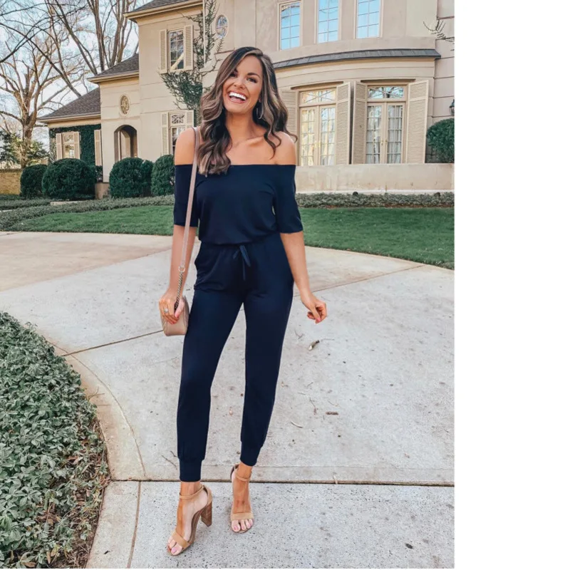 

Off The Shoulder Strapless Half Sleeve Jumpsuit Women Casual Summer Long Bandage Pants Combinaison Femme Rz*