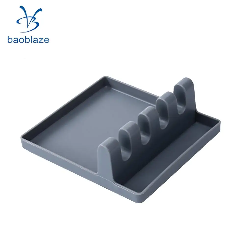 Baoblaze Heat Resistant Silicone Utensil Rest Ladle & Spoon Holder Kitchen Tool Green Gray 2 Colors