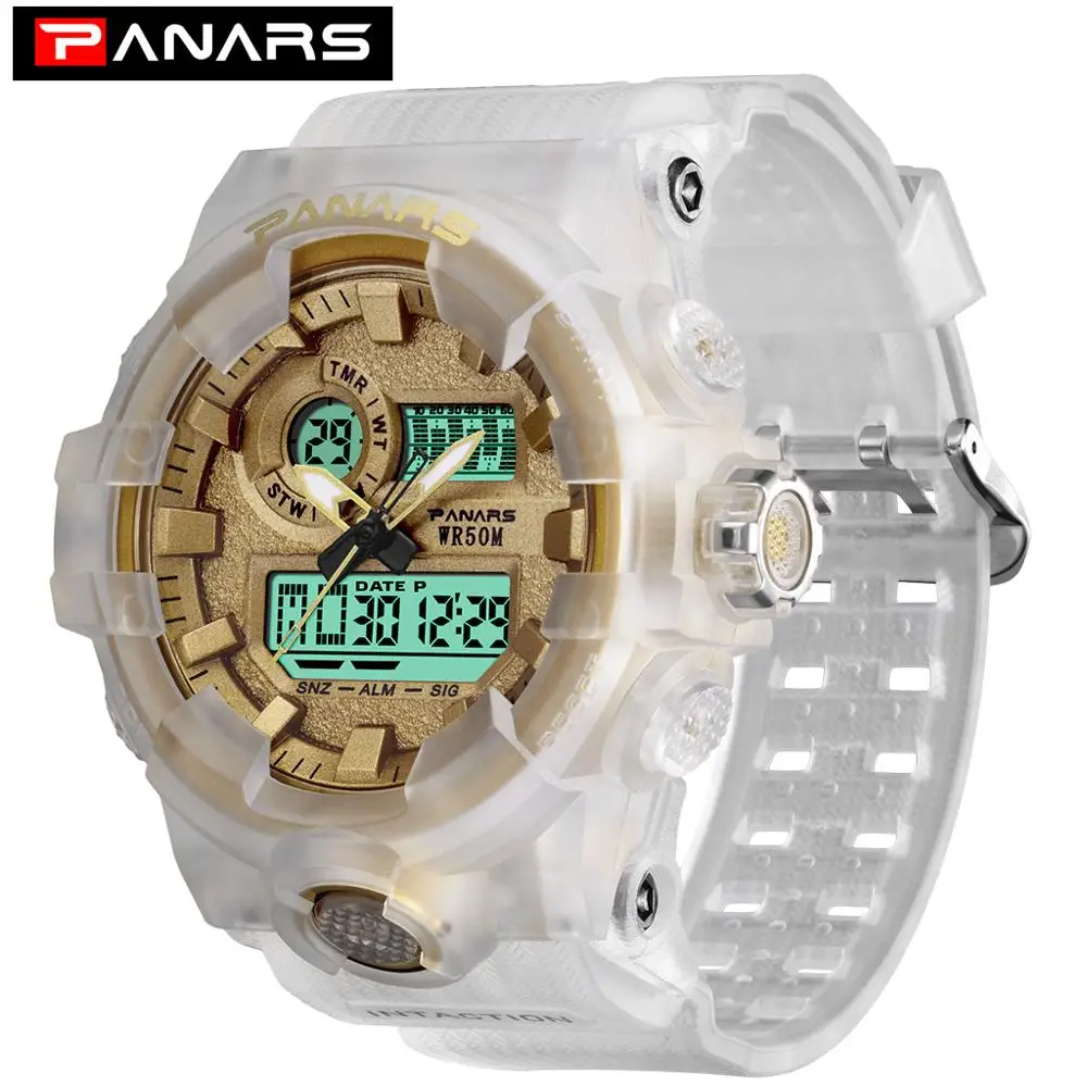 

PANARS Double Display Electronic Watch Men Sports Watches Men's Quartz Men Watch Led Waterproof relogio masculino de luxo