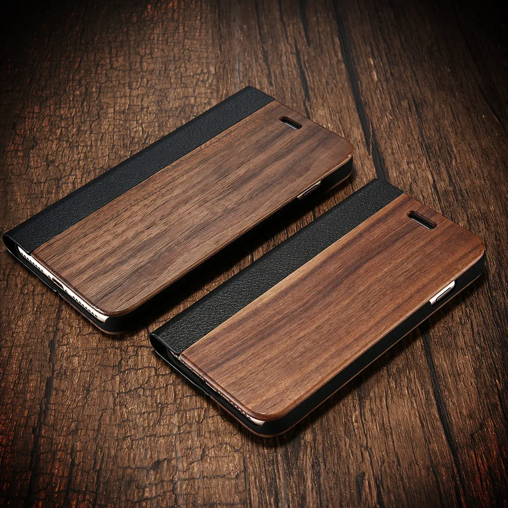 KISSCASE Bamboo Flip Phone Pouzdro pro iPhone 11 8 7 6 6s Ochranný kryt na dřevo pro iPhone 8 7 6 Plus X XR XS Max