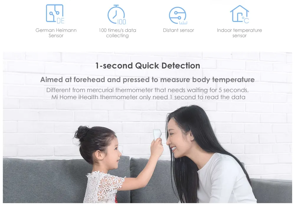 Brand New Xiaomi Mi Home Mijia iHealth Thermometer Accurate Digital Fever Infrared Clinical Non Contact Measurement LED Shown