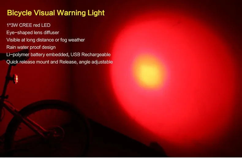 Sale 3W Bicycle Tail Light Rain Water Proof Bike Seat Post Visual Warning USB Cree LED Rechargeable Lamp Cycling MTB Rear Back Latten 0
