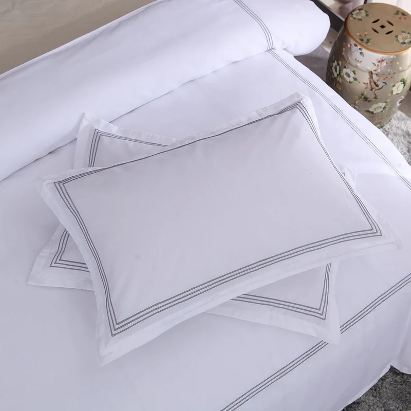 Комплект постельного белья, чистый цвет, белая вышивка, супер размер, удобный пододеяльник, наволочка, покрывало для дома, отеля, простой стиль