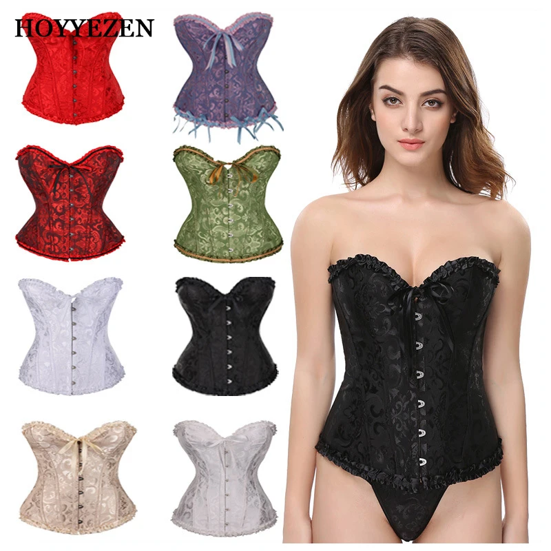 

Hoyyezen new jacquard court corset steel buckle abdomen clothing corsets and bustiers corsets corselet burlesque corsages