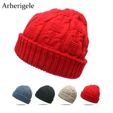 Arherigele 1 шт. модные зимние шляпы для женщин однотонная вязаная шапочка Толстая Повседневная унисекс шапка бини осенне-зимние шапки