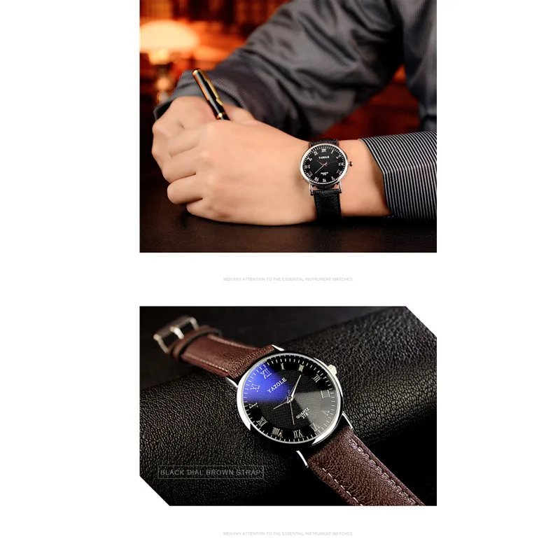 LinTimes мужские часы Роскошный голубого цвета водонепроницаемый кожаный ремешок кварцевые наручные часы на День святого Валентина