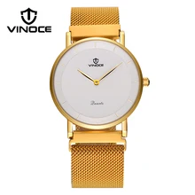 VINOCE Новое поступление ультра-тонкий браслет из нержавеющей стали наручные часы для мужчин известный бренд мужские часы платье водонепроницаемый Relojes Hombre