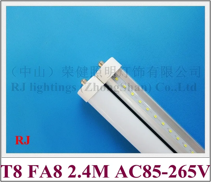 

FA8 LED tube lamp LED fluorescent tube light T8 2400mm 2.4M 8ft FA8 SMD2835 192 led 4800lm 40W AC85-265V input