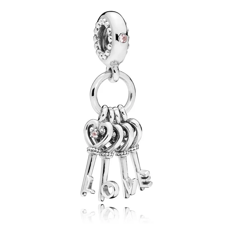 

Fashion 100% 925 Sterling Silver Beads Keys Of Love Pendant Charms fit Original Pandora Bracelets Women DIY Jewelry