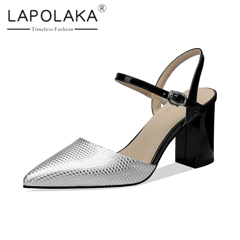 

Lapolaka New Big Size 33-40 Genuine Patent Leather Ladies High Heels Shoes Woman Casual Party Ol Luxury Summer Sandals
