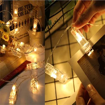 

7.5M Starry Battery Card Photo Clip Garland 50LED String Light Fairy Lamp Festival Christmas Holiday Light Decoration