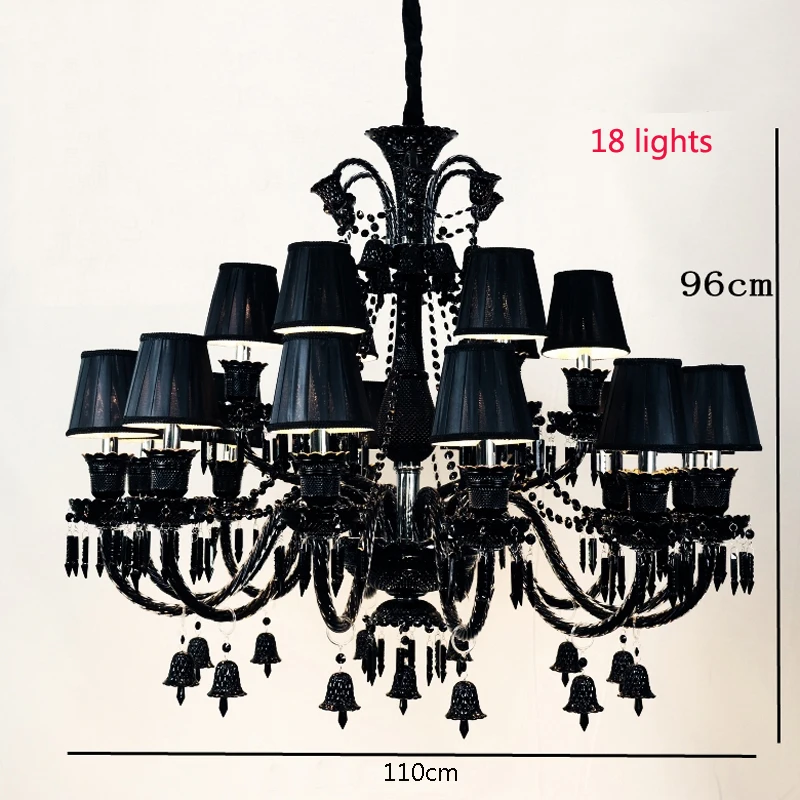 Черная хрустальная люстра освещение Роскошные отельные люстры для столовой черная люстра лампы стеклянные кристаллы для люстры