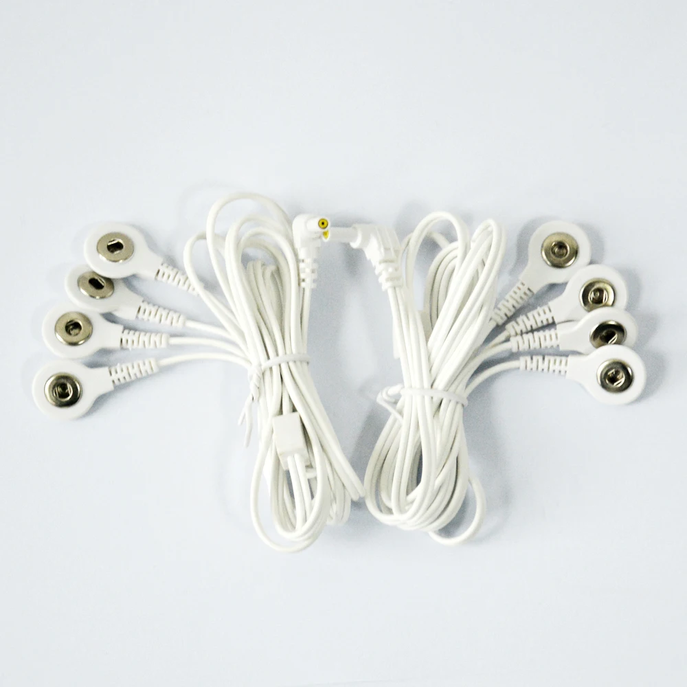 

2 Pieces Replacement Jack 2.35mm Electrode Lead Wires 4-Snap 3.5mm For TENS/EMS Unit