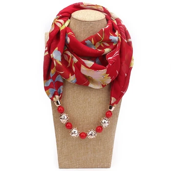 

Women Floral Printing Scarf Chiffon Pendant Jewelry Headwrap Hijab Soft
