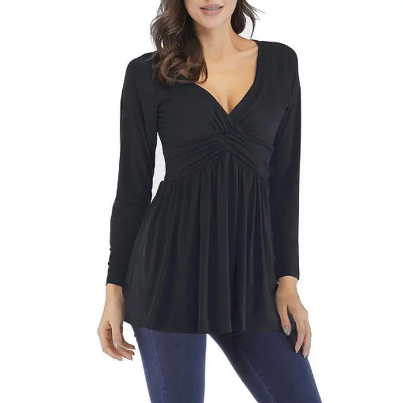 

Womens Tops V Neck T-Shirts Swing Ruffle Button up Tunic Casual Flowy Loose Short Sleeve drop shipping