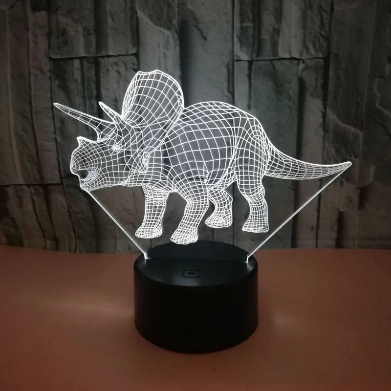 

YIMIA Creative Horned Dinosaur Model Lamp Colorful LED Night Light 3D USB Table Desk Touch Lamp Nightlight Children Toys