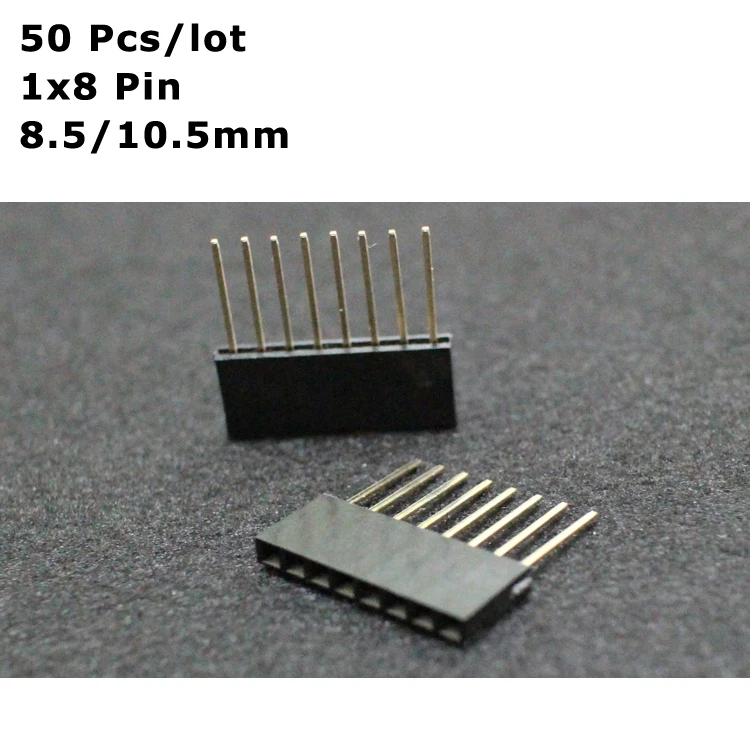 Hellotronics 50 шт./партия 2,54 мм Шаг 0.4U позолоченный Штабелируемый наконечник 8 Pin для Arduino R3-1x8 Pin Штабелируемый клемма женского типа