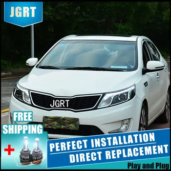 

Car Styling for Kia K2 LED Headlight Korea Style Rio Headlight assembly Lens Double Beam H7 with hid kit 2 pcs.