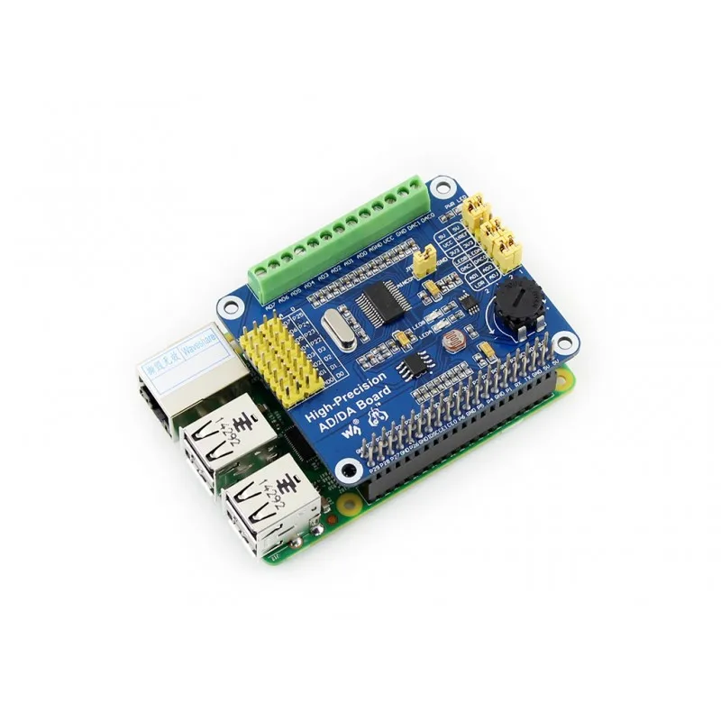 Waveshare высокоточная AD/DA Плата расширения ADS1256 DAC8552 на плате поддерживает Raspberry Pi 3B