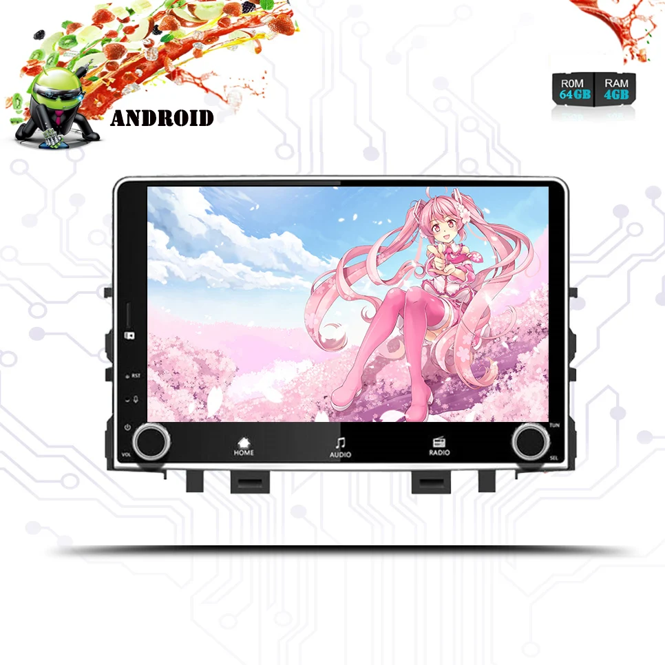 Best Octa core 3/4G LET 1024*600 android 9.0 4+64 car radio for KIA RIO 2017 2018 2019 navigation 2017 - 2019 support 4K Video System 2