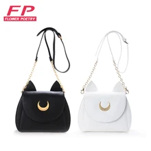 Kawaii 2016 Mode Femmes Messenger Sacs Lady Sailor Moon Sac Noir Femmes Chat Sac À Main Luna Lune Femmes Bandoulière Sacs à Bandoulière