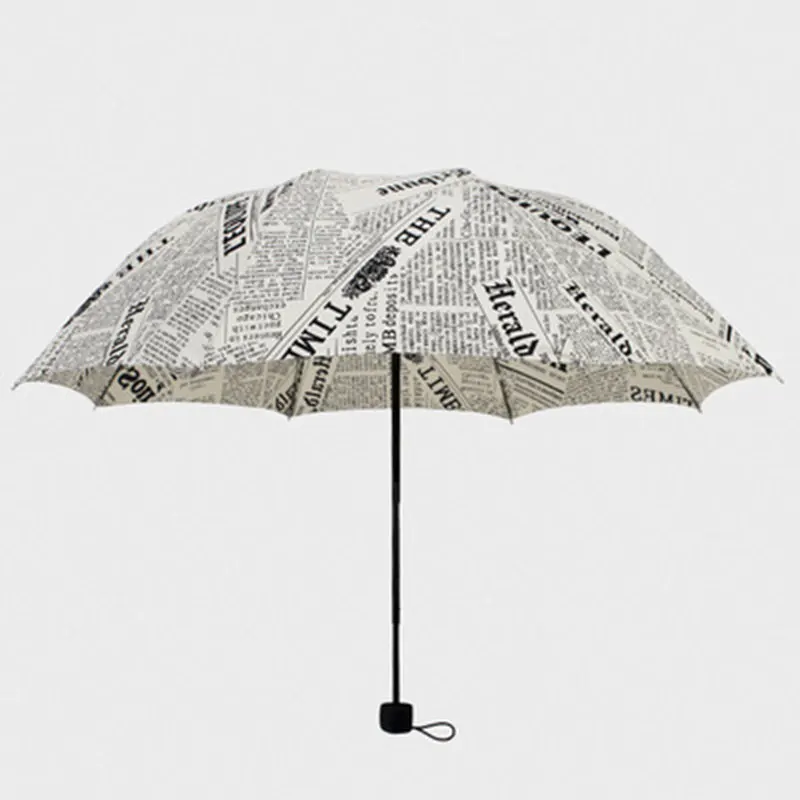Мини карманный зонтик для женщин, винтажный газетный детский ветрозащитный зонтик, складной зонт от солнца, новинка, парашютный зонт для женщин 60U0006 - Цвет: Бежевый