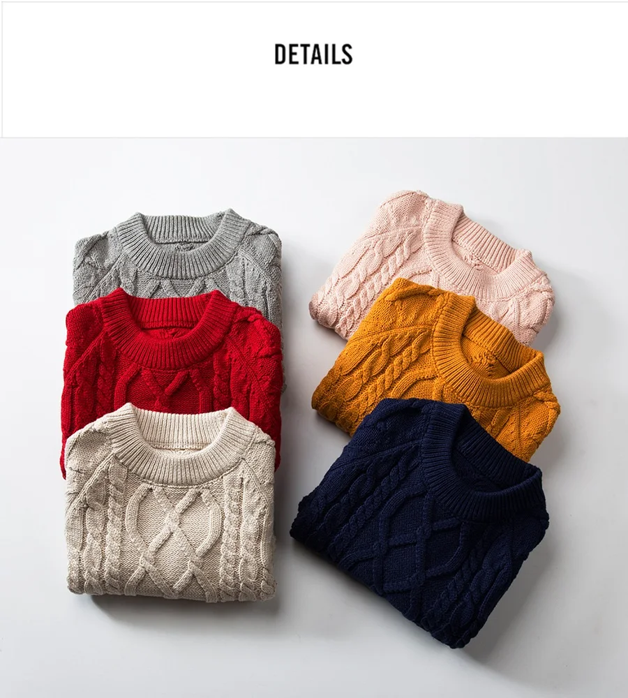 Boys' and Girl's O-neck Long Sleeve Knitted Solid Color Winter Pullover Sweaters Classical Casual Fashion Thick Knitted Sweaters