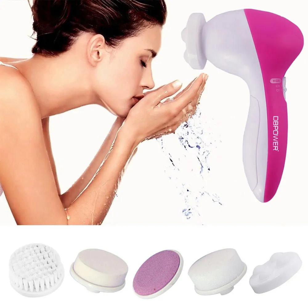1set 5 in1 Electric Spa Face Skin Cleaner With Cleansing brushes
