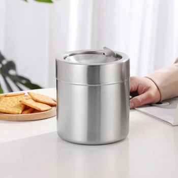 

Mini Portable Desktop Stainless Steel Ashtray Trash Can Storage Bucket Creative Practical Office Desktop Stationery Barrel