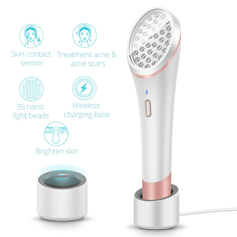 

Red and Blue Light Acne Removing Machine Household Wireless Charging Color Light Desalting Rnstrument 36 Nano Light Bead
