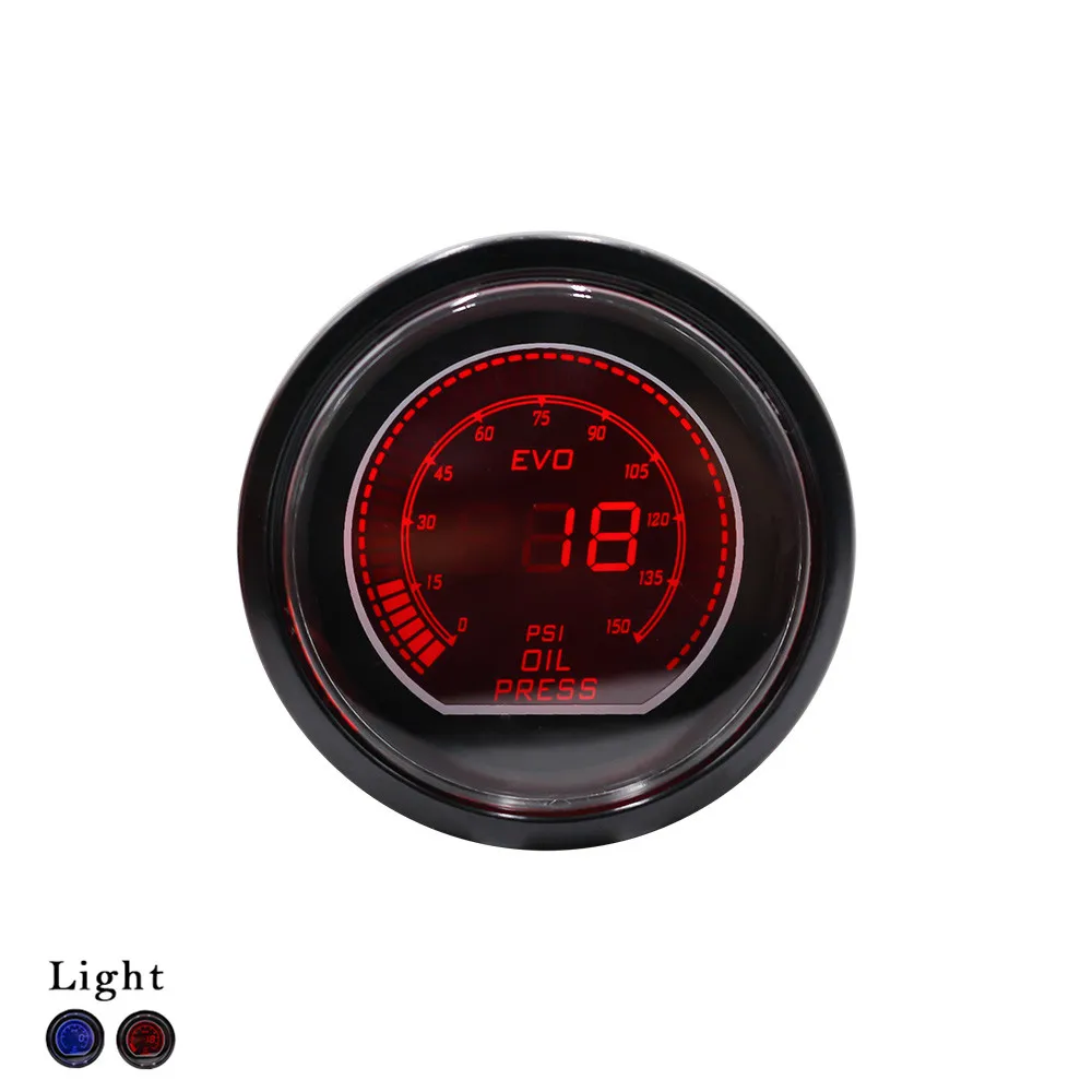 52mm 2inch Car Oil press gauge EVO LCD Red/Blue Led Oil Pressure Gauge