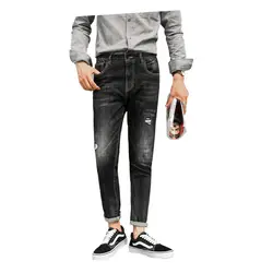 Джинсы для осенние и зимние мужские стройная фигура и маленькие ноги для мужчин джинсы корейской версии тенденция 2018 новых молодых Штаны