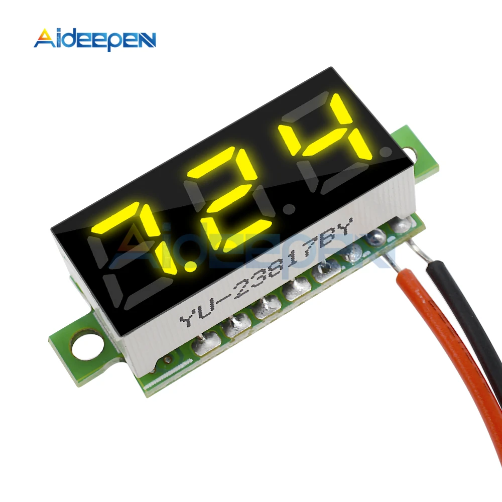 

0.28 inch DC 2.5-30V Mini LCD Digital Voltmeter Voltage Meter Panel Volt Tester Detector Monitor 2 Wire Yellow LED Screen