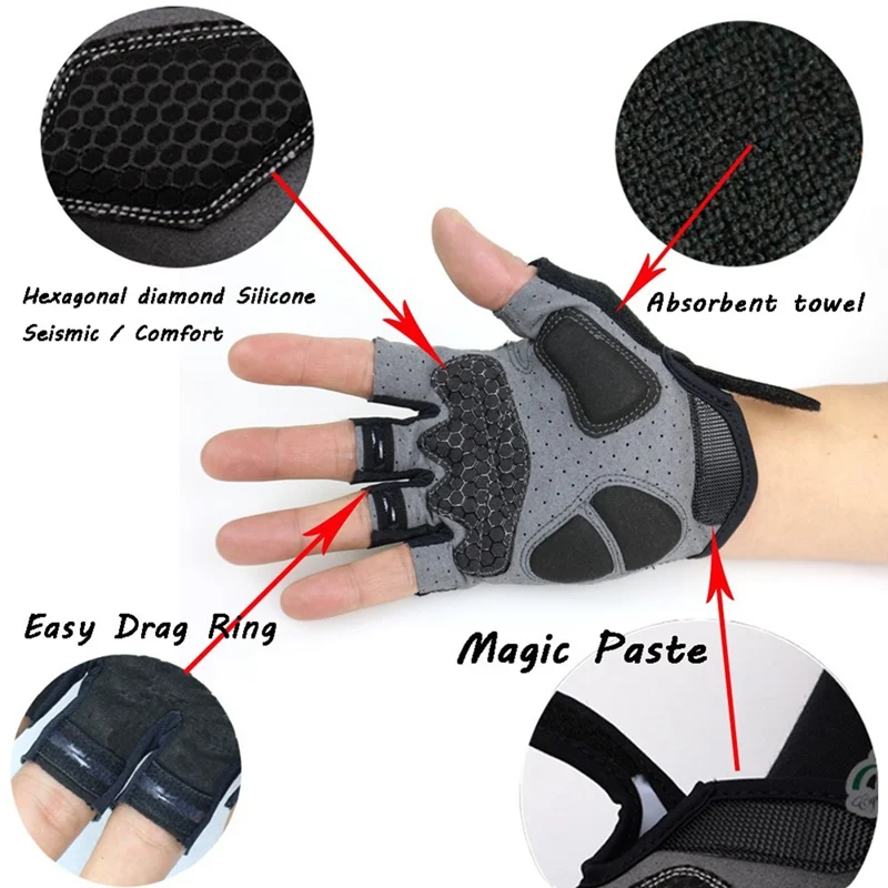Горячие перчатки для бега унисекс половина пальца силиконовый гель уплотненный коврик ударопрочный дышащая одежда MTB для велосипедистов велосипед Короткие рукавицы