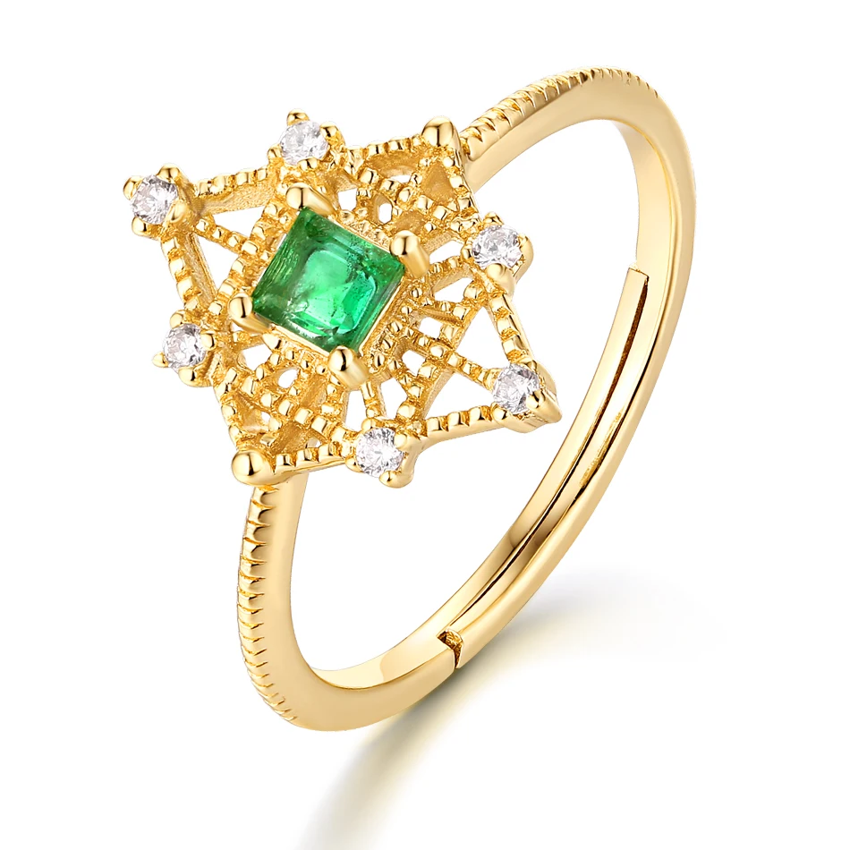 ALLNOEL 925 Sterling Silver Natural Emerald Hollow Ring For Women Infinity Wedding Band Bridal Jewelry New Arrival Gifts for Her (1)