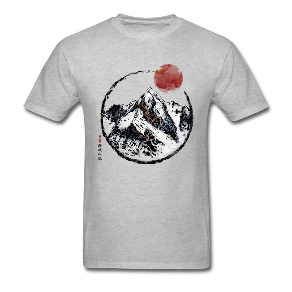Short Sleeve Tees Crewneck Cotton Fabric Men Top T-shirts Sunset in Rocky Mountain 3D Printed Tees New Coming Drop Shipping Sunset in Rocky Mountain grey