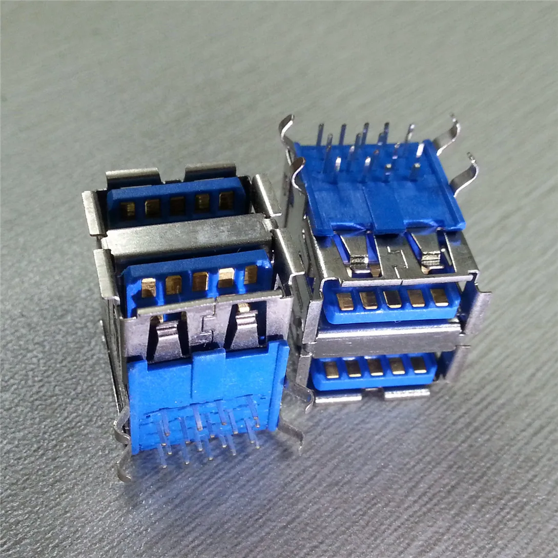 

5PCS double USB 3.0 high-speed transmission 9pin USB famale socket connector