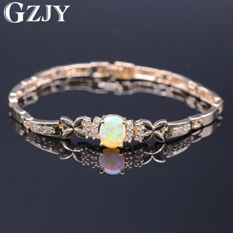 Gzjy Высокое качество модные 8x10 мм желтый огненный опал Циркон Браслеты для Для женщин золото Цвет Pulseira jewelry браслет-цепочка 2 Цвет s