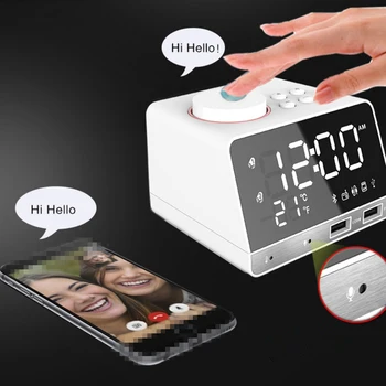 

LED Digital Radio Alarm Clock Dual USB Ports Bedside Snooze Clock