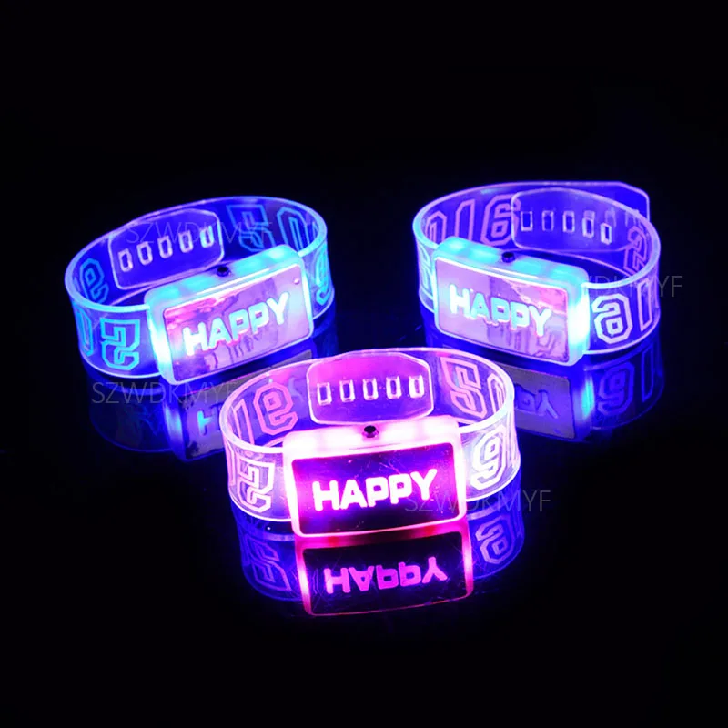 Детская Новинка Glow браслет светящиеся игрушки Красочные HAPPY свет вспышки светодиодный браслет Дети вечерние концерт часы