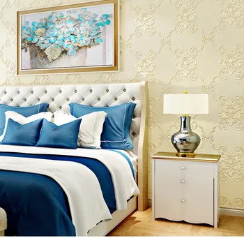 

3D Embossed Floral Damask Wallpaper Flocked Non-woven Wall Paper for Bedroom Wedding Room TV Background 10M papel de parede