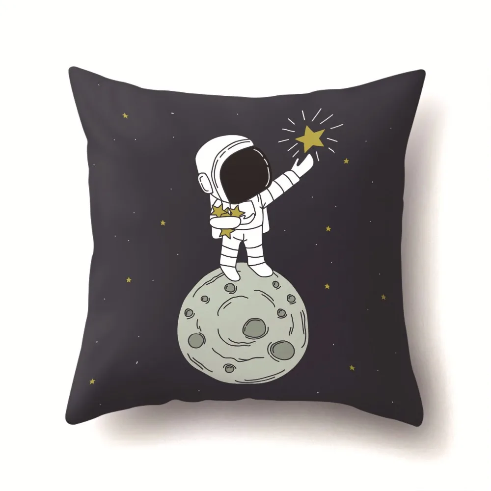 

New Style Fashion astronaut creative pillow case Printed pillowcases Peach skin Pillow covers Sofa 45x45cm cushion cover B-073