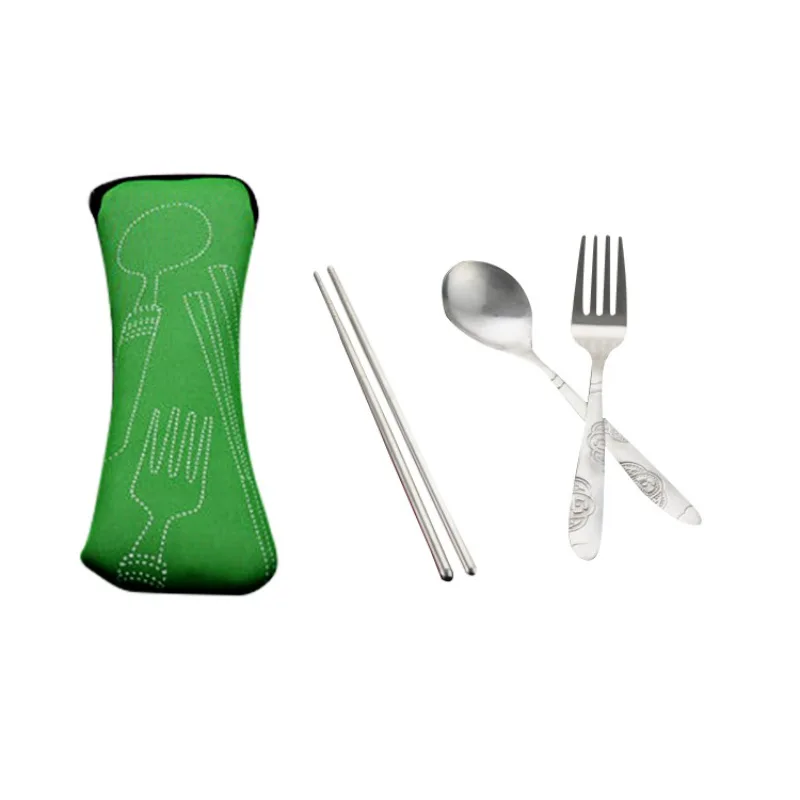 Acero inoxidable portátil Vajilla camping picnic juegos de vajillas lunch box lancheira 3 unids/set Acero inoxidable portátil Vajilla camping picnic juegos de vajillas lunch box lancheira 3 unids/set