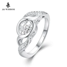 JO WISDOM 2017 New Arrival Rings with Dancing Topaz Gem Stone for Women 925 Sterling Silver Jewelry Wedding Ring Wholesale Price