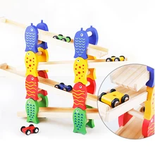 Обучающие игрушки для детей, деревянные цветные маленькие рыбки, скользящая машина, Детские деревянные игрушки для детей, образовательные игрушки