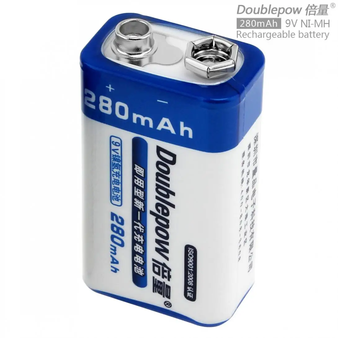 

Doublepow 9V 280mAh NI-MH LSD Rechargeable Battery with 1A Charge Current for Microphones / Multimeters LED Flashlight